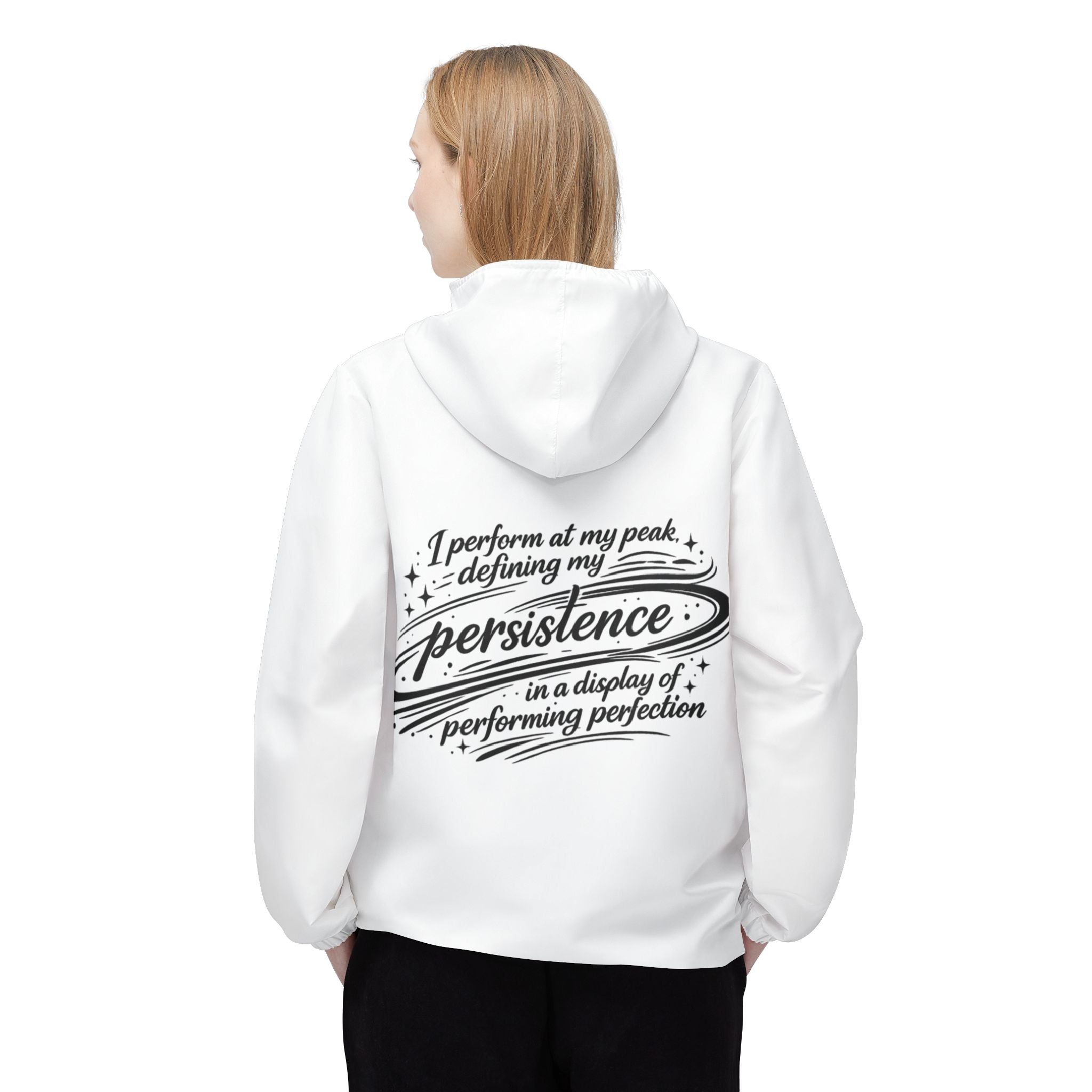 Persistence Windbreaker Jacket — Motivational Quote Hooded Windbreaker