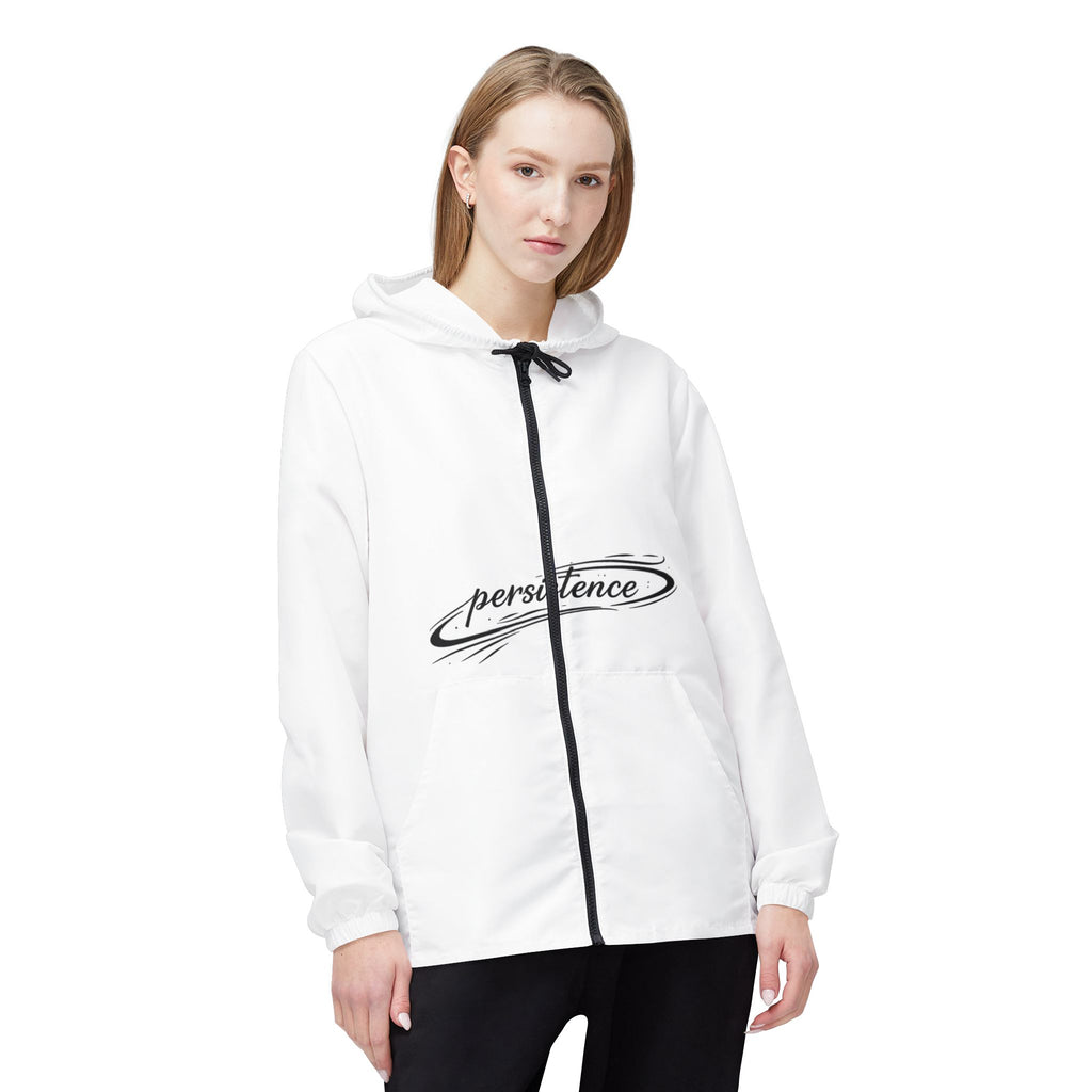 Persistence Windbreaker Jacket — Motivational Quote Hooded Windbreaker