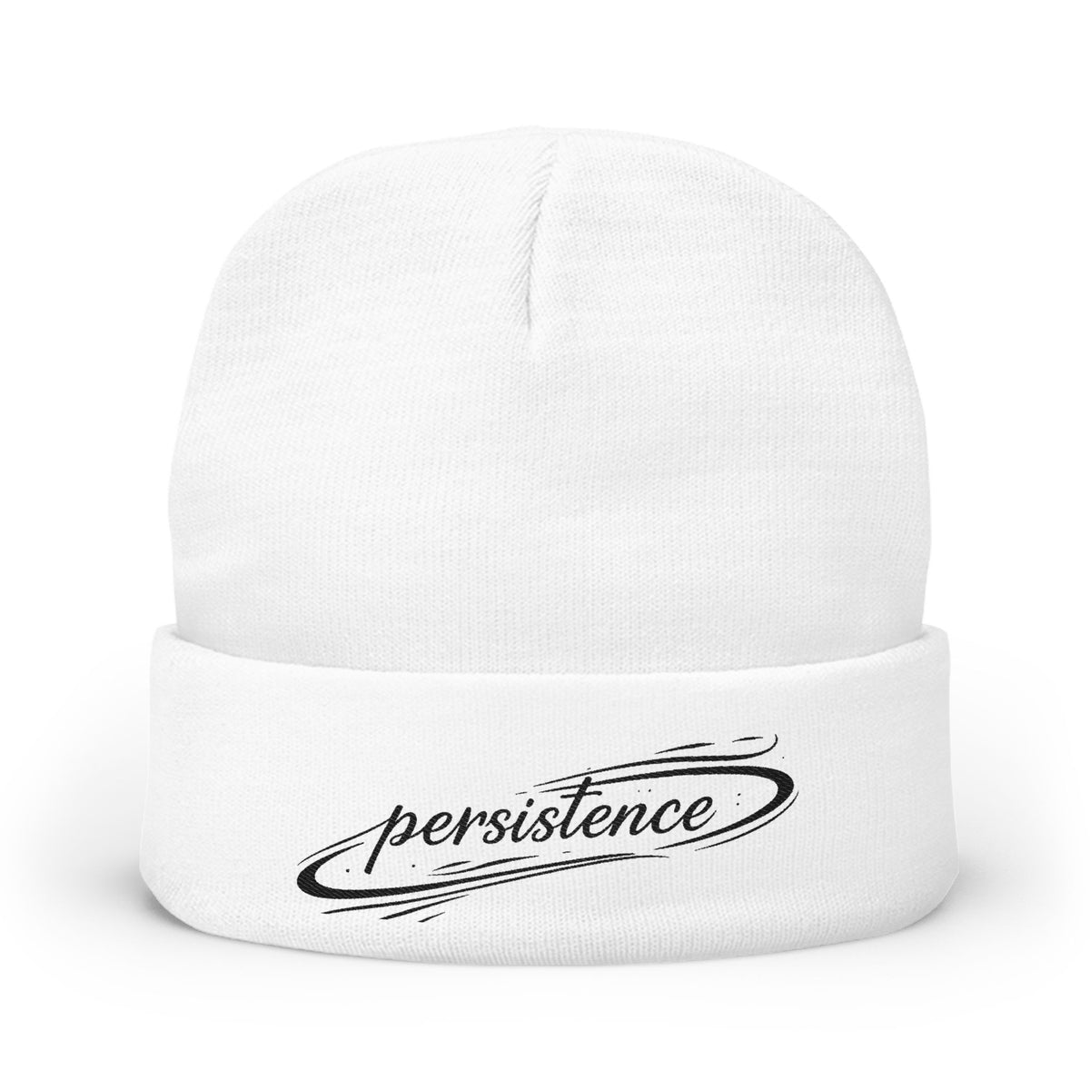 Persistence Embroidered Knit Beanie — Motivational Winter Hat