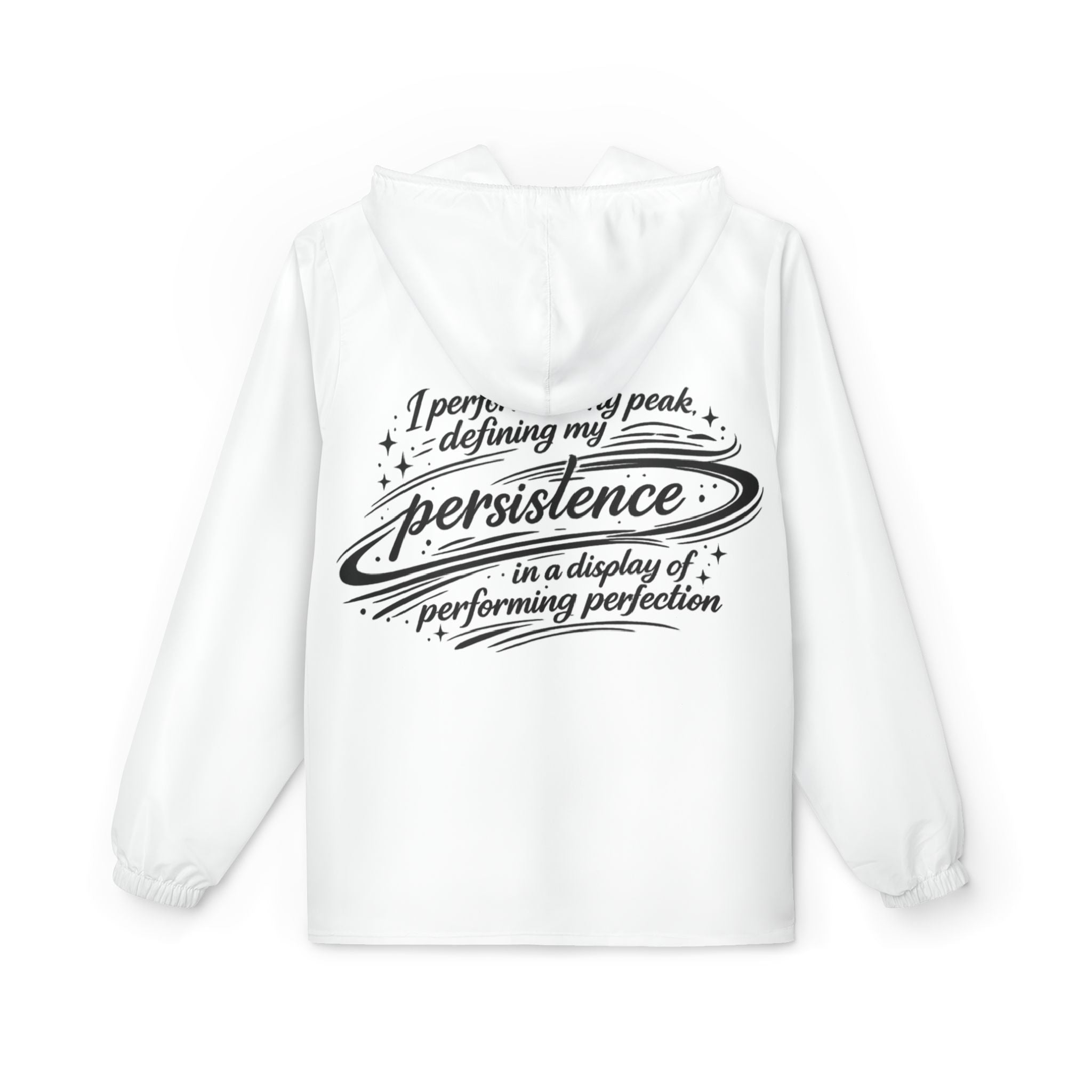 Persistence Windbreaker Jacket — Motivational Quote Hooded Windbreaker