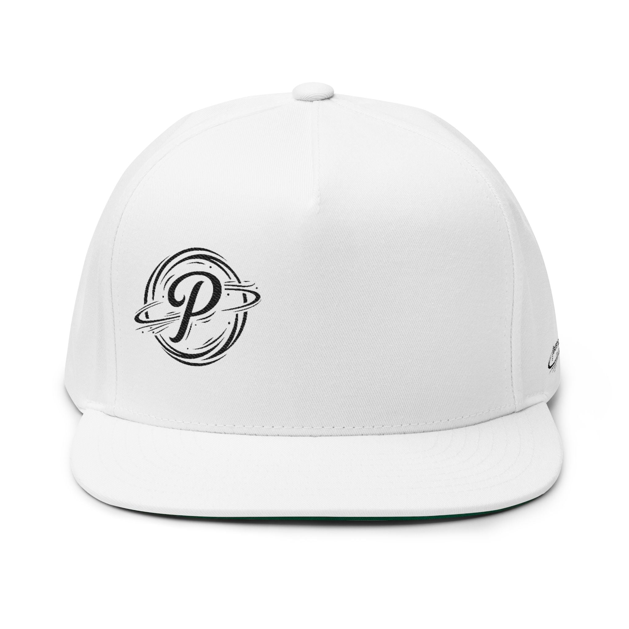 Flat Bill Cap — Embroidered 'P' Planet Logo Snapback