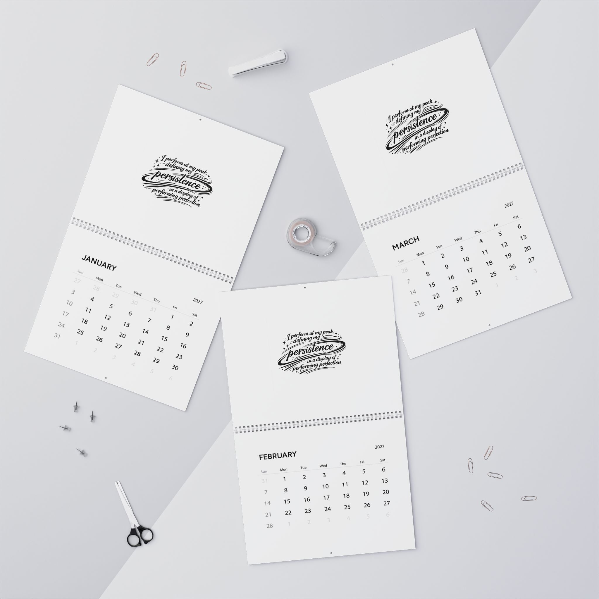 2027 Inspirational Wall Calendar — 'Persistence' Motivational Monthly Planner